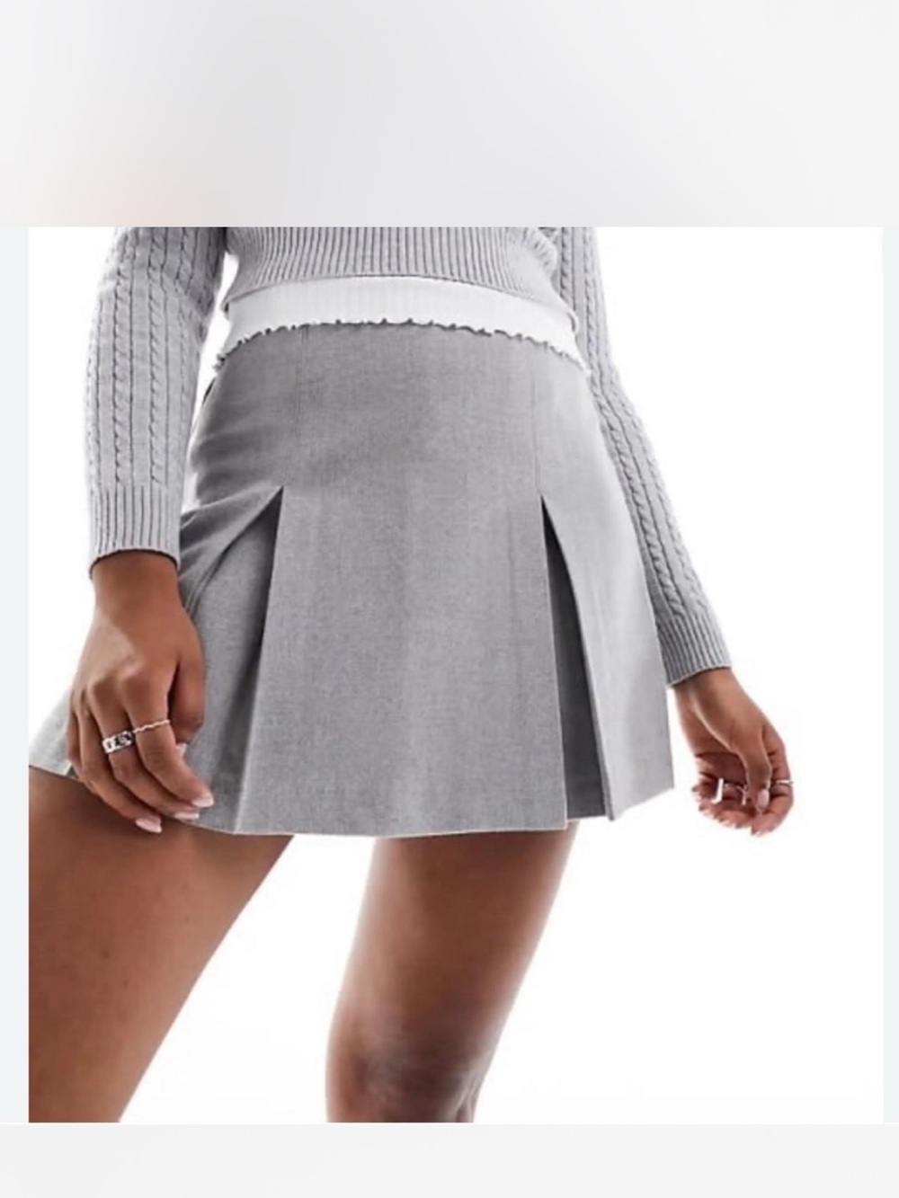 Abercrombie & Fitch gray high rise pleated mini skort